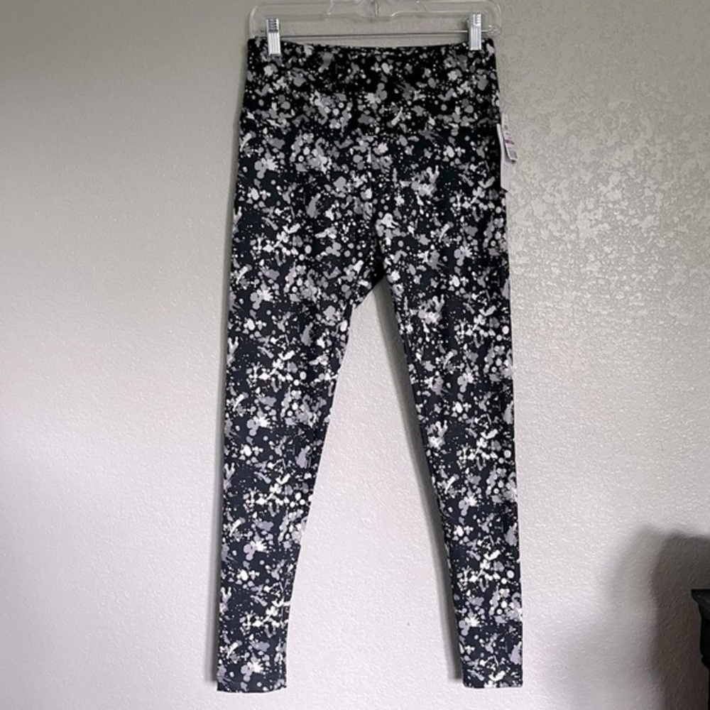 Namaste Tummy Control Ankle Length Leggings Women’s Black Paint Size Medium